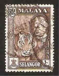 Sellos de Asia - Malasia -  selangor - sultán hisamuddin alam shah, tigre