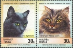 Stamps Oceania - Tuvalu -  gatos