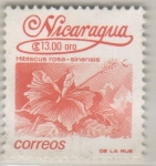 Stamps Nicaragua -  Hibiscus rosa - sinensis