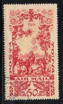 Stamps Mongolia -  Aldeanos con el Biplano encima.