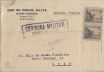 Stamps : Europe : Spain :  GUERRA CIVIL CENSURA MILITAR, TARJETA CIRCULADA Y ESCRITA POR DETRÁS, DE L TALLER DE MAQUINARIA HIJO