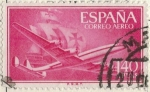Stamps : Europe : Spain :  ESPAÑA 1955-6 (E1174) Superconstellation y nao Sta Maria 1.40c