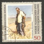 Stamps Germany -  1226 - obra de arte de la pinacoteca de Dresde, El hombre y el río de W.J. Makowskij 