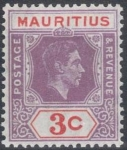 Stamps : Africa : Mauritius :  MAURICIO 1938-43 (S212) Rey Jorge VII 3c
