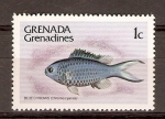 Stamps Grenada -  PEZ   AZUL   CROMADO