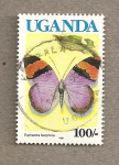 Stamps Uganda -  Mariposa Euphaerdra neophroa