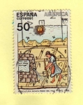 Stamps : Europe : Spain :  1989. Agricultura inca (riego de maiz)