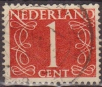 Stamps Netherlands -  Holanda 1946-57 Scott 282 Sello Serie Numeros 1c usado Netherland 
