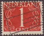 Stamps Netherlands -  Holanda 1946-57 Scott 282 Sello Serie Numeros 1c usado Netherland 