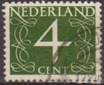 Stamps Netherlands -  Holanda 1946-57 Scott 284 Sello Serie Numeros 4c usado Netherland 
