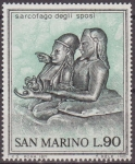 Sellos del Mundo : Europa : San_Marino : SAN MARINO 1971 Scott 756 Sello Nuevo Arte Etrusco Sarcofago de los Esposos 90L