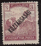 Sellos del Mundo : Europa : Hungr�a : Hungria 1918 Scott 154 Sello ** Recolección Cosecha de Trigo Sobreimpreso Koztarsasag 10F Magyar 