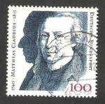 Stamps Germany -  1305 - 250 anivº del nacimiento de Mathias Claudius, poeta y escritor