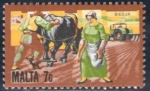 Stamps Malta -  MALTA 1981 Sello Nuevo ** Agricultores Arando las Tierras 