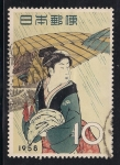Stamps Japan -  Mujer con sombrilla.