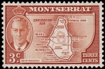 Stamps : Europe : United_Kingdom :  MONTSERRAT-mapa de la isla.
