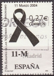 Stamps Spain -  ESPAÑA 2004 4073 Sello Victimas del Terrorismo Lazo Negro recuerdo atentado 11 Marzo Madrid usado Es