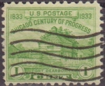 Stamps America - United States -  USA 1933 Scott 728 Sello Chicago Restauración Fuerte Dearborn usado Estados Unidos Etats Unis 