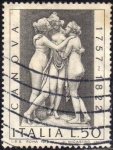 Stamps Italy -  Italia 1972 Scott 1076 Sello Escultura Las Tres Gracias de Antonio Canova (1757-1822) Usado 