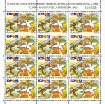 Stamps : Europe : Spain :  MINIPRIEGO DE 12 SELLOS"EXPOSICION UNIVERSAL DE SEVILLA EXPO"92.