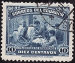 Stamps America - Ecuador -  TEJEDORES DE PAJA TOQUILLA(tejedores de sombreros)