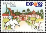 Stamps Spain -  ESPAÑA 1990 3051 Sello Nuevo Exposición Universal de Sevilla Curro en diversos recintos