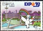 Stamps Spain -  ESPAÑA 1990 3052 Sello Nuevo Exposición Universal de Sevilla Curro en diversos recintos