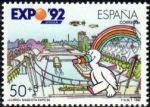 Stamps Spain -  ESPAÑA 1990 3053 Sello Nuevo Exposición Universal de Sevilla Curro en diversos recintos
