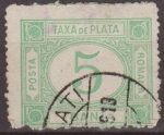 Sellos del Mundo : Europe : Romania : RUMANIA 1888 Scott J15 Sello Portes Debidos Taxa de Plata Numeros 5 Bani usado 