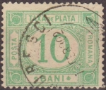 Sellos del Mundo : Europe : Romania : RUMANIA 1888 Scott J16 Sello Portes Debidos Taxa de Plata Numeros 10 Bani usado 