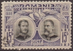 Sellos de Europa - Rumania -  RUMANIA 1906 Scott 180 Sello º Principe Carol en 1866 y Rey en 1906