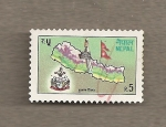 Stamps Nepal -  Mapa país