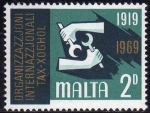 Stamps : Europe : Malta :  MALTA 1969 Scott 398 Sello Nuevo ** Aniversario Organizacion Internacional del Trabajo Emblema