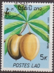 Stamps Asia - Laos -  LAOS 1989 Scott 949 Sello Nuevo Frutas ManiIkara Zapota Matasello de favor Preobliterado Michel1169 