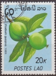 Sellos del Mundo : Asia : Laos : LAOS 1989 Scott 950 Sello Nuevo Frutas Guayabo Psidium Guajava Matasello de favor Preobliterado