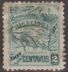Stamps : America : Nicaragua :  Nicaragua 1896 Scott 82 Sello Mapa de Nicaragua usado 2c 