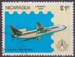 Stamps : America : Nicaragua :  Nicaragua 1986 Scott 1553 Sello Avion Aeroplano Lockheed L-1011 Tristar Matasello de favor Preoblite
