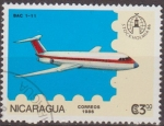 Sellos del Mundo : America : Nicaragua : Nicaragua 1986 Scott 1555 Sello Avion Aeroplano BAC 1-11 Matasello de favor Preobliterado 