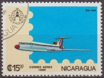 Stamps : America : Nicaragua :  Nicaragua 1986 Scott 1558 Sello Avion Aeroplano Tupolev TU-154 Matasello de favor Preobliterado 