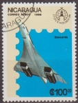 Stamps : America : Nicaragua :  Nicaragua 1986 Scott 1559 Sello Avion Aeroplano Concorde Matasello de favor Preobliterado 
