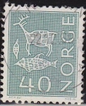 Stamps : Europe : Norway :  NORUEGA 1962 Scott 423 Sello Pinturas Rupestres usado Norway Norvège Norge 