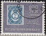 Stamps : Europe : Norway :  NORUEGA 1972 Scott 585 Sello Centenario Post Horn Stamps usado Norway Norvège Norge 