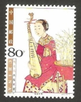 Sellos de Asia - China -  mujer tocando instrumento de cuerda