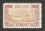 Stamps : Europe : Montenegro :  vista de cetinje, mausoleo de principes