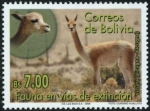 Stamps Bolivia -  Fauna en vias de Extincion - Vicuñas y Lagartos