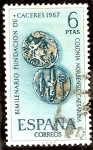 Stamps Spain -  Bimilenario de la Fundación de Cáceres - Denario romano