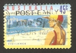 Stamps Australia -  centº de la organización de salvamento en el mar, vigilante de la playa