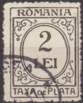 Sellos del Mundo : Europa : Rumania : RUMANIA 1911 Scott J49 Sello Portes Debidos Taxa de Plata Numeros 2 Lei usado 