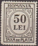 Sellos del Mundo : Europa : Rumania : RUMANIA 1942 Scott J87 Sello Nuevo Portes Debidos Taxa de Plata Numeros 50 Lei c/charnela 