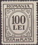 Sellos del Mundo : Europa : Rumania : RUMANIA 1942 Scott J88 Sello Nuevo Portes Debidos Taxa de Plata Numeros 100 Lei c/charnela 